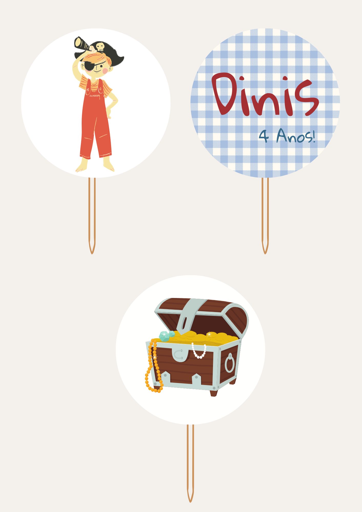 Topper de Cupcakes - Tema Pirata