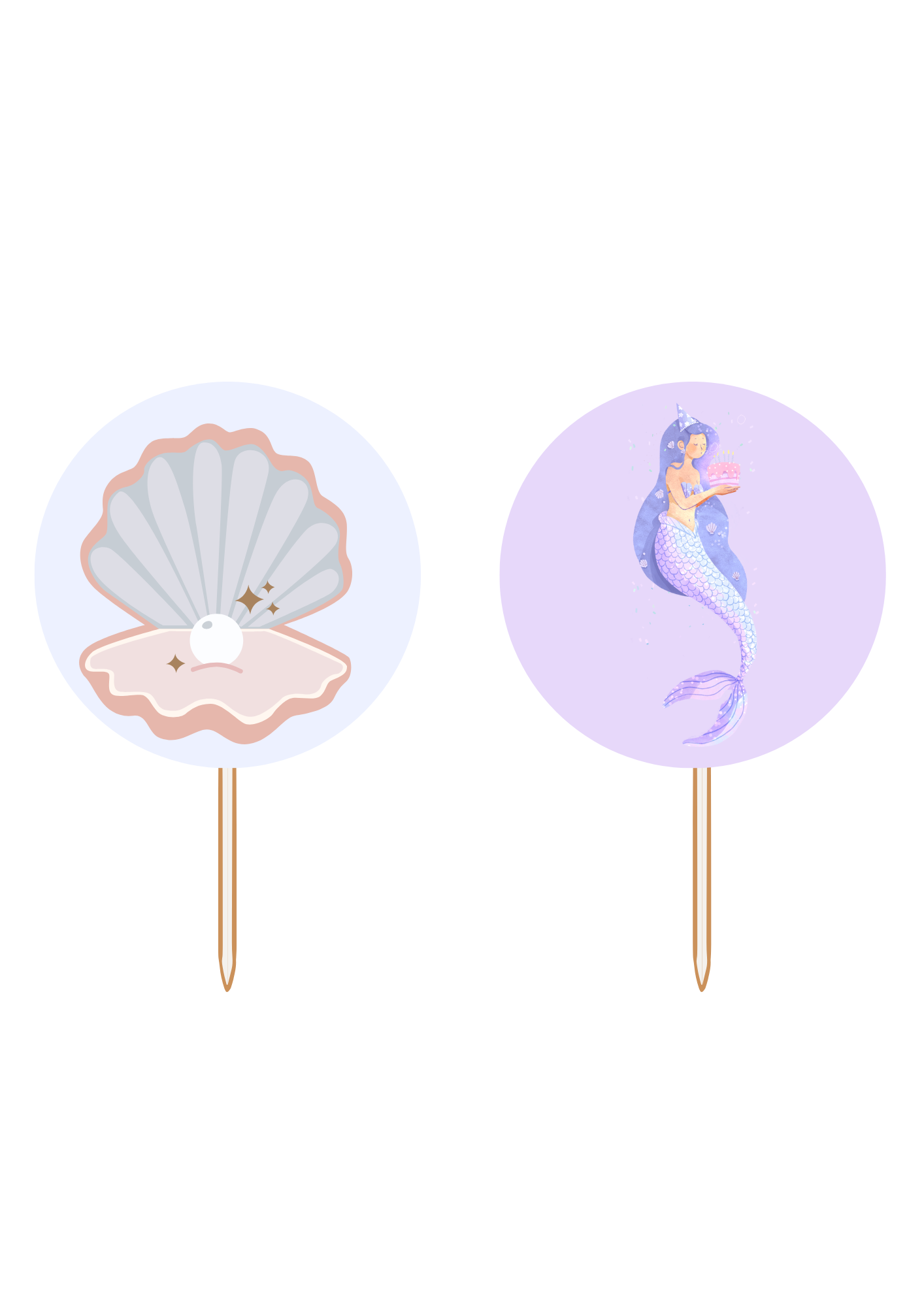 Topper de Cupcakes - Tema Sereia