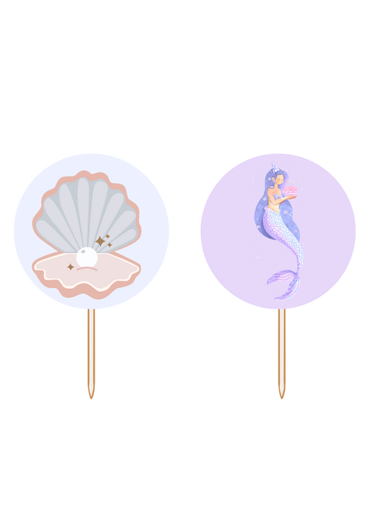 Topper de Cupcakes - Tema Sereia