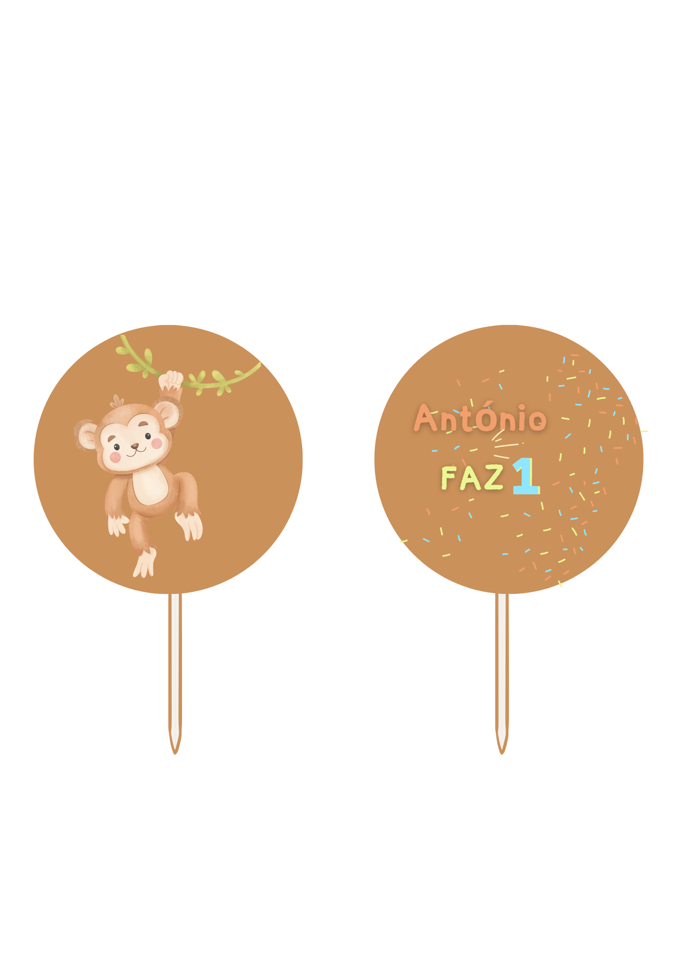 Topper de Cupcakes - Tema Macaquinho