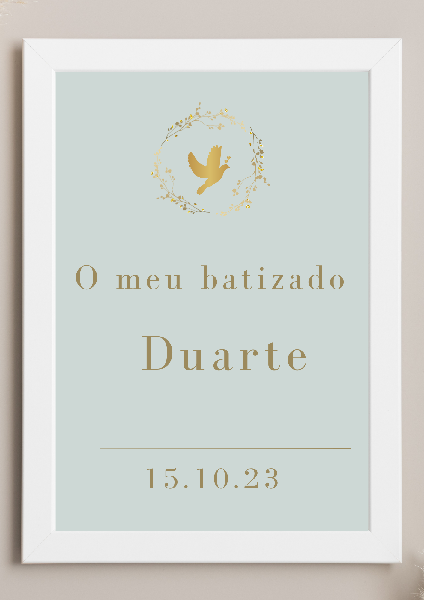 Poster de Mesa de Bolo - Tema Pomba Dourada