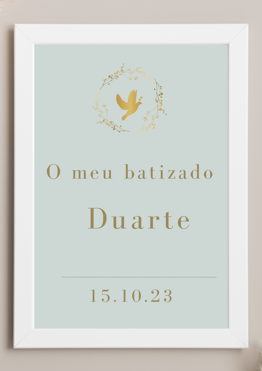 Poster de Mesa de Bolo - Tema Pomba Dourada