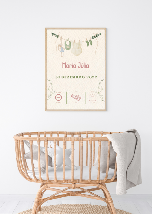 Quadro de Nascimento - Tema Roupinhas