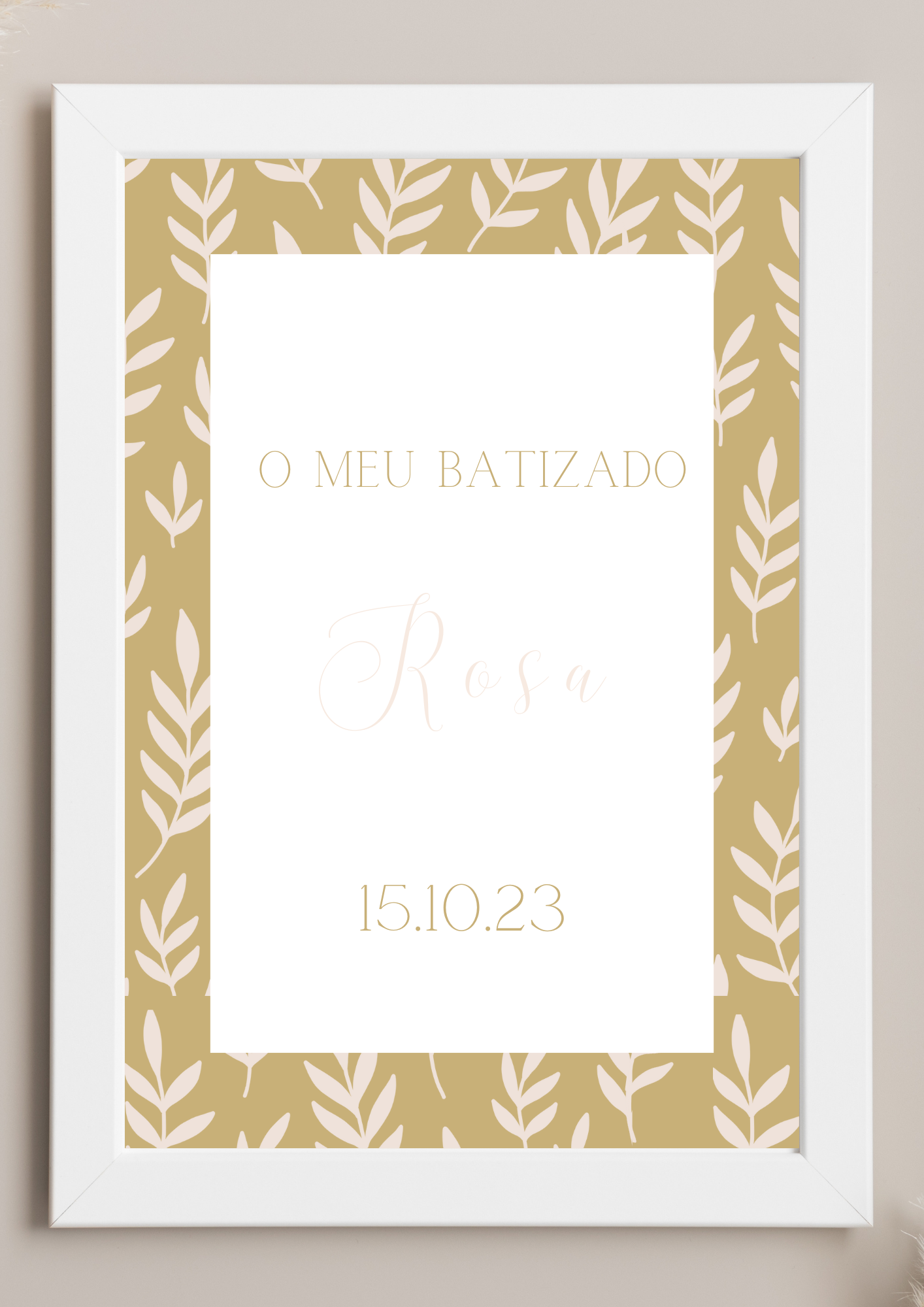 Poster de Mesa de Bolo - Tema Folhas Douradas