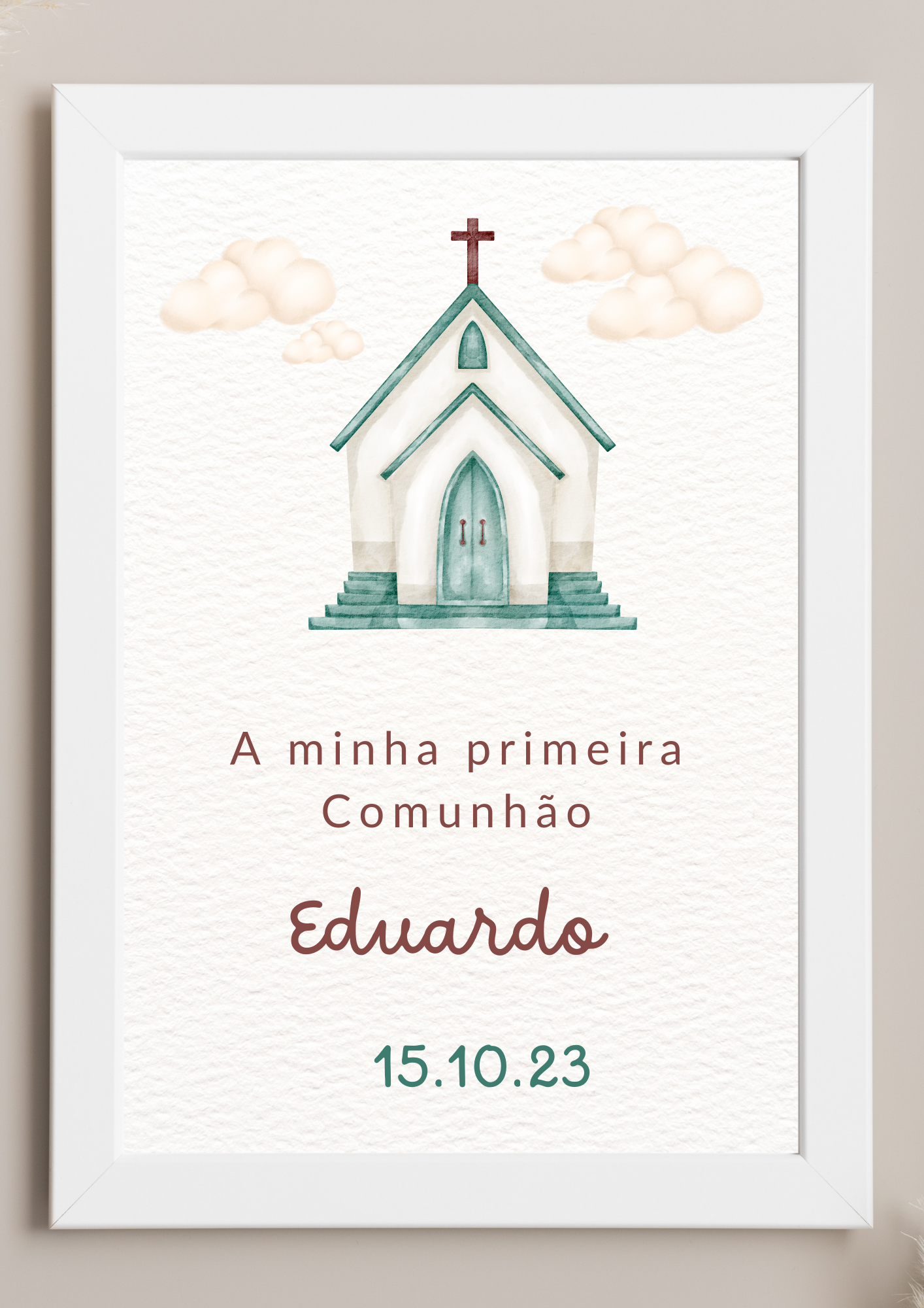Poster de Mesa de Bolo - Tema Igreja Azul