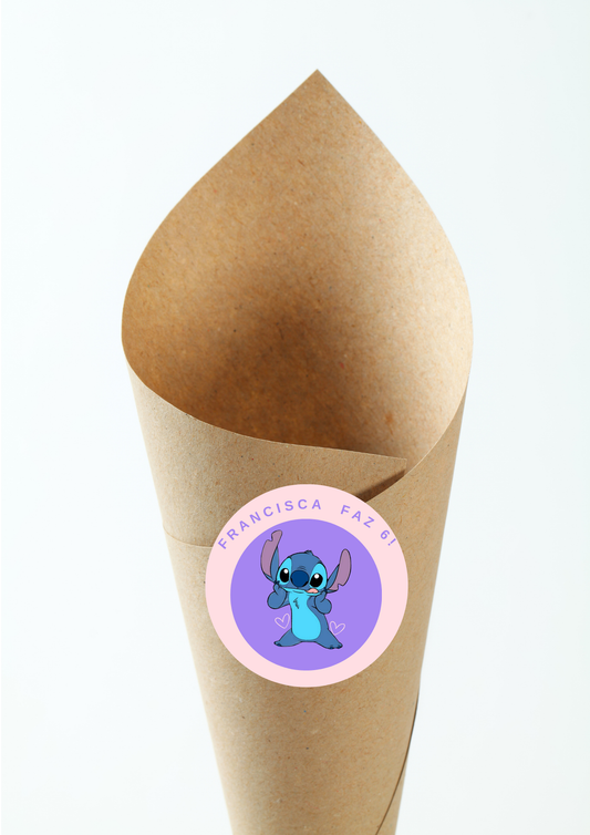 Etiqueta Redonda - Tema Stitch