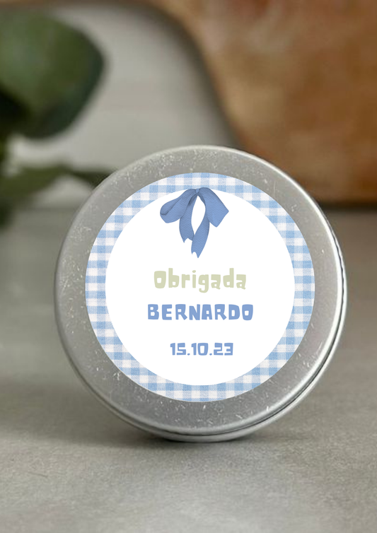 Etiqueta Redonda Grande - Tema Laço Azul