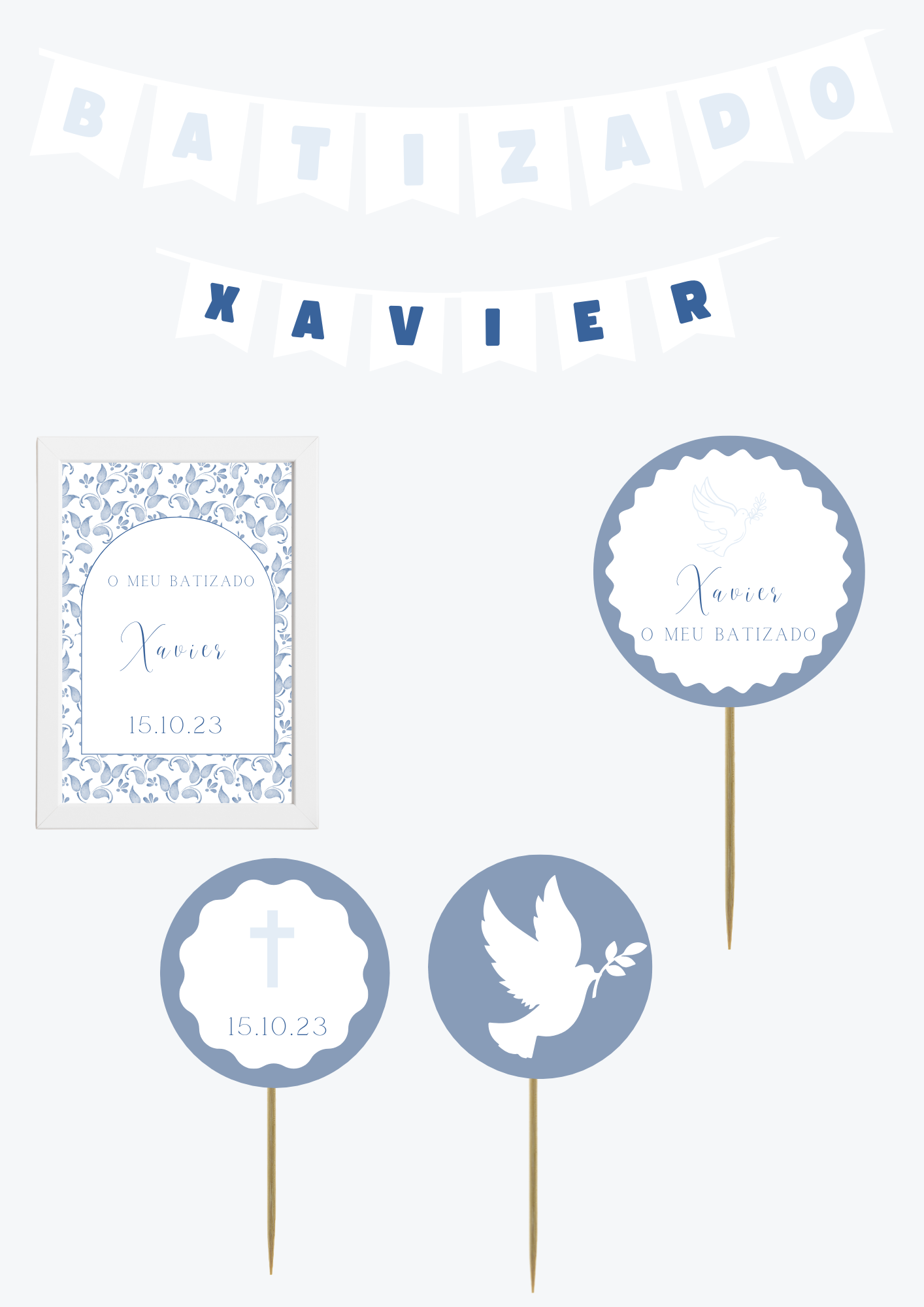 Tema Cornucópias Azuis | Kit M