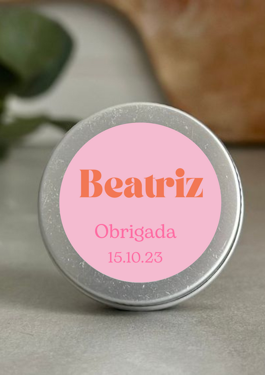 Etiqueta Redonda Grande - Tema Riscas Rosas