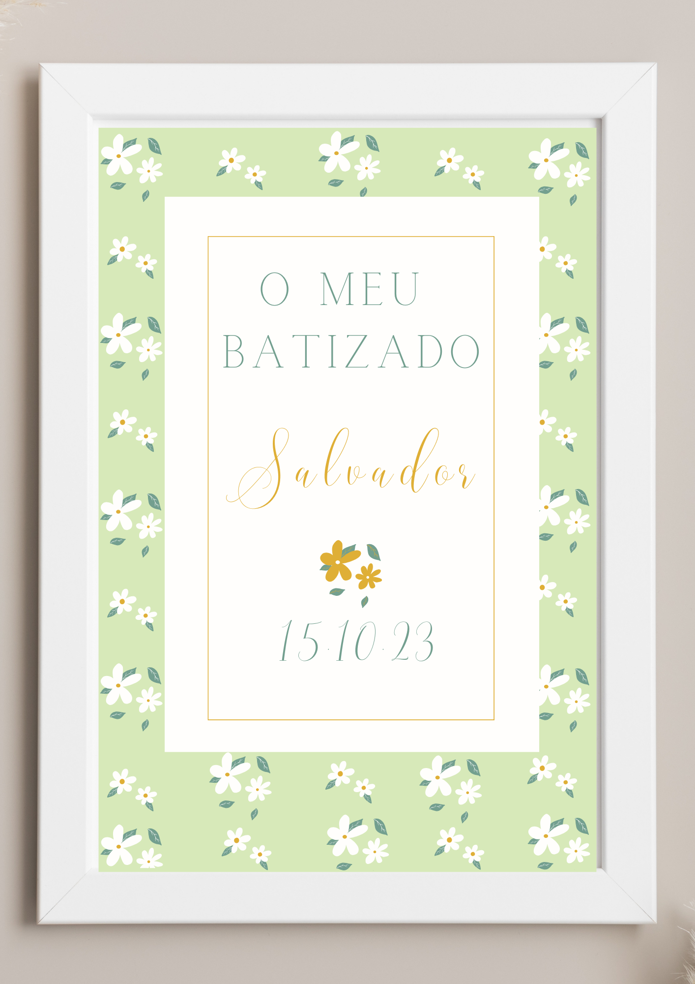 Poster de Mesa de Bolo - Tema Jasmim Verde