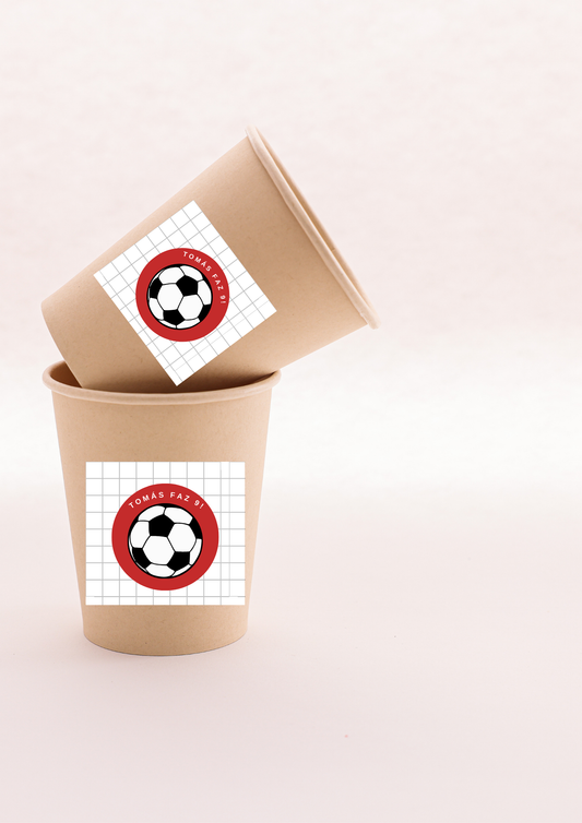 Etiqueta Retangular - Tema Futebol Vermelho