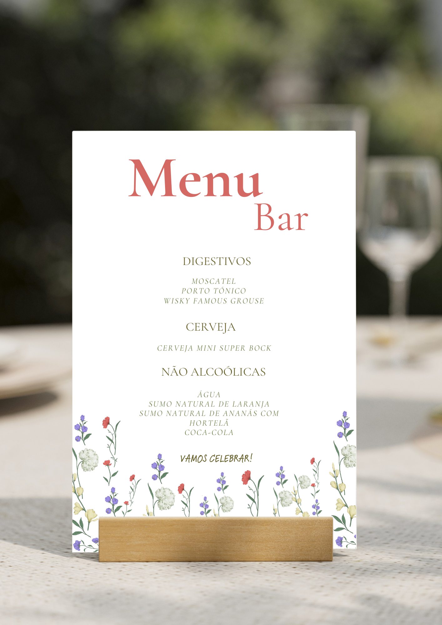 Menu de Bar - Tema Papoilas