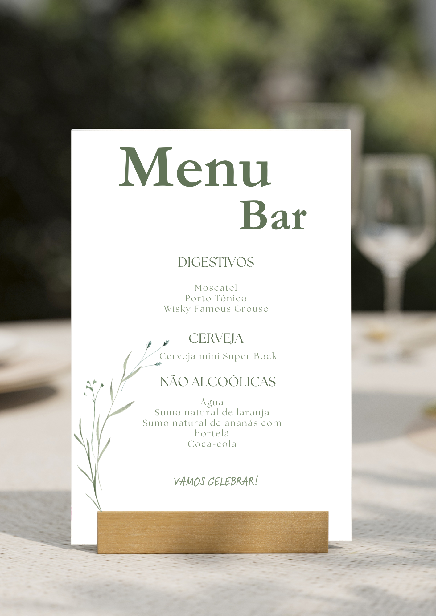 Menu de Bar - Tema Coroa Verde