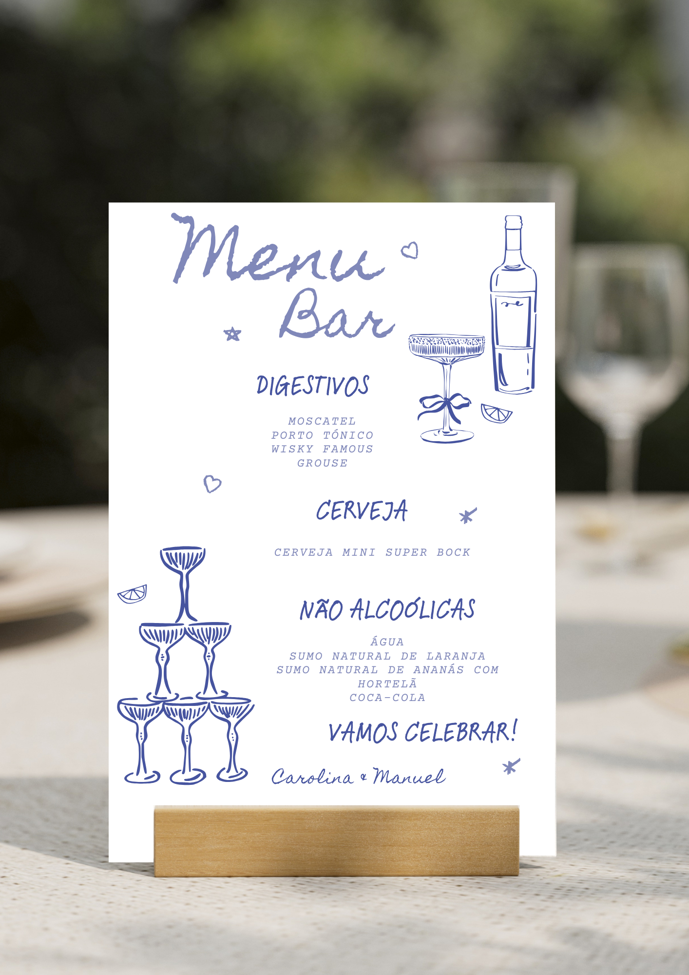 Menu de Bar - Tema Laço Azul