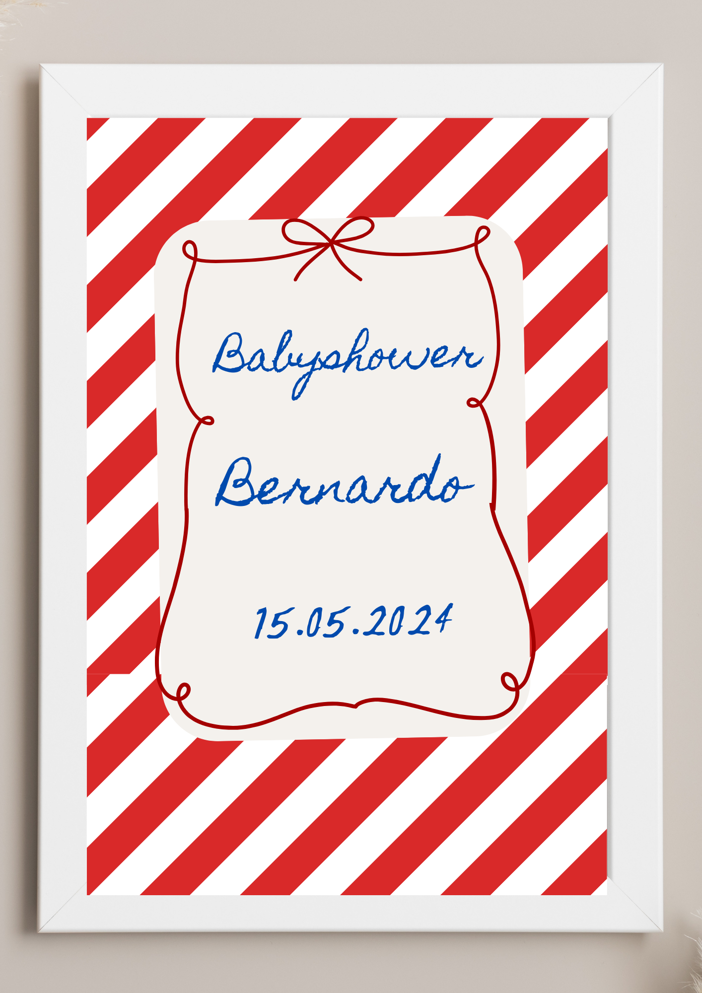 Poster de Mesa de Bolo - Tema Laço Vermelho