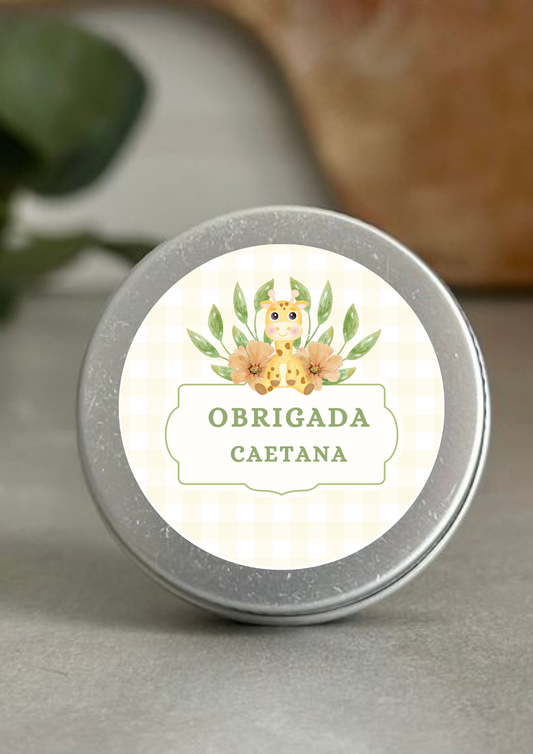 Etiqueta Redonda Grande - Tema Girafa