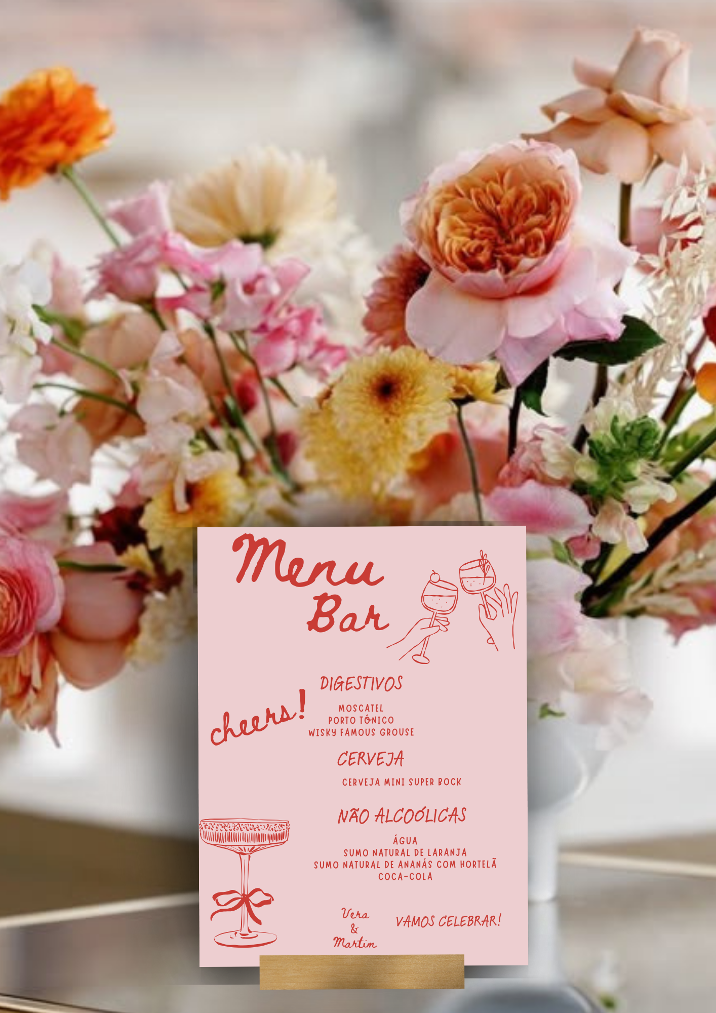 Menu de Bar - Tema Laço Vermelho