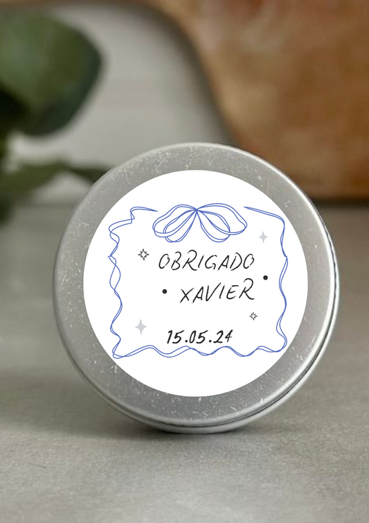 Etiqueta Redonda Grande - Tema Lacinho Azul