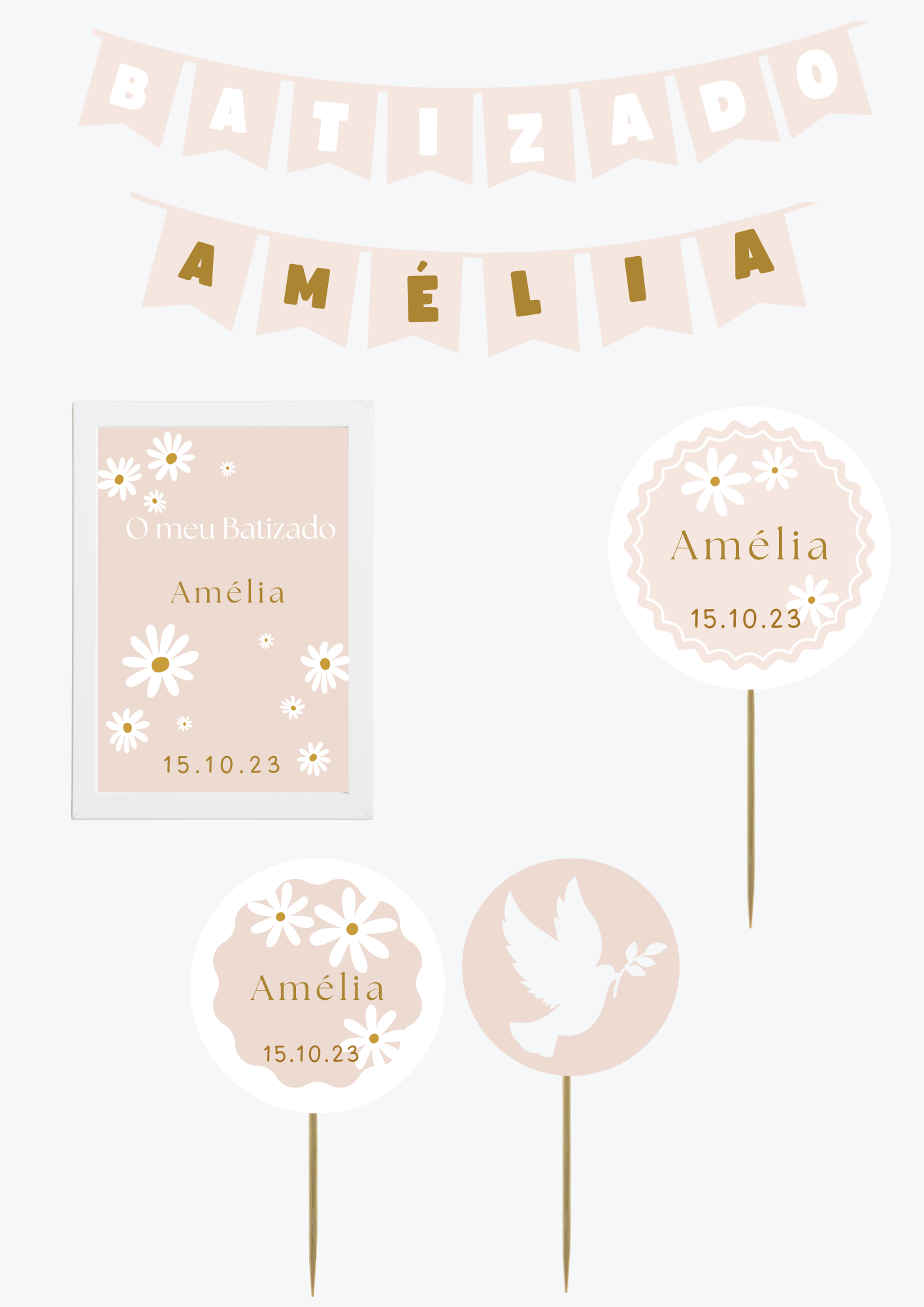 Tema Malmequer Bege | Kit L