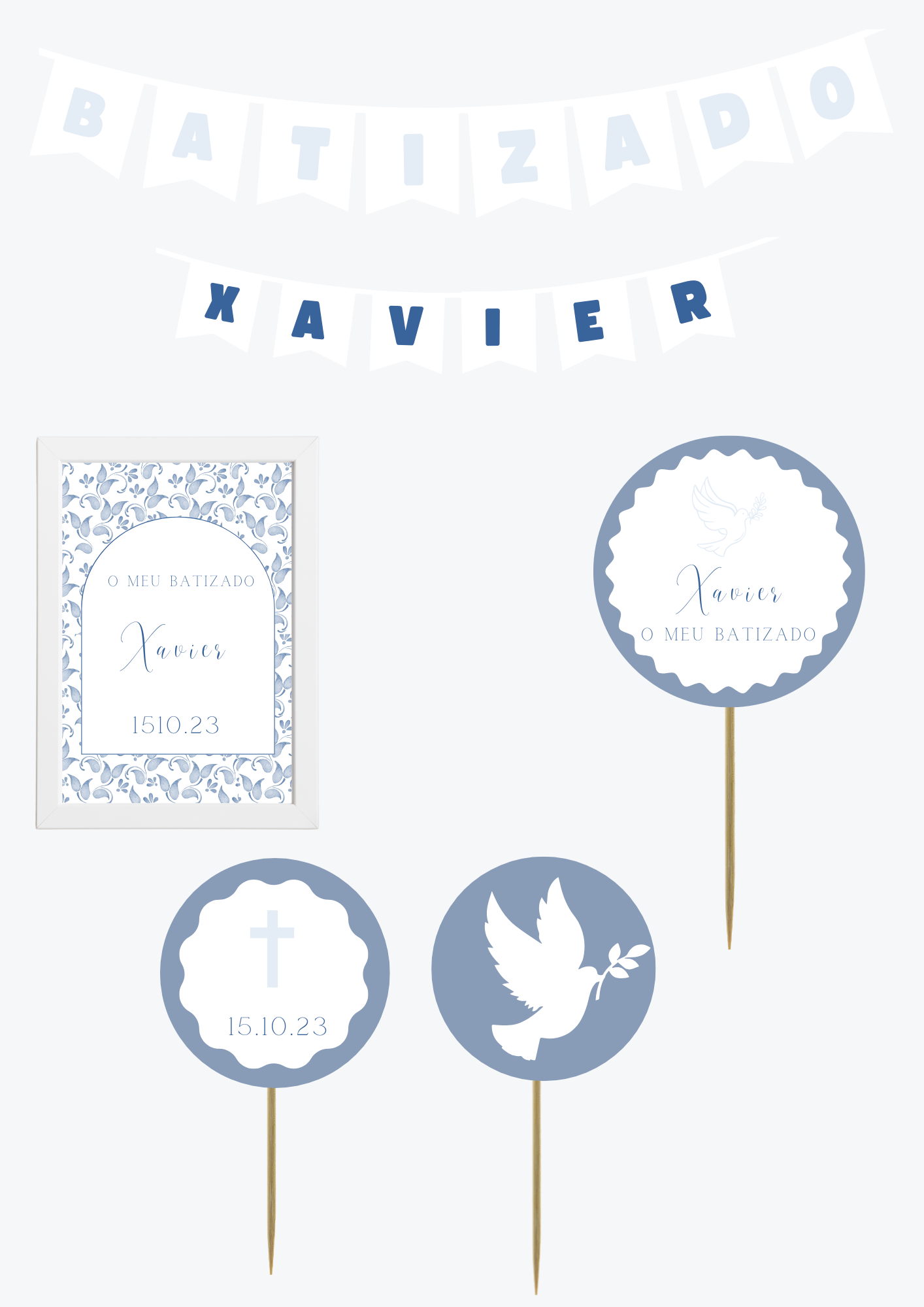 Tema Cornucópias Azuis | Kit L
