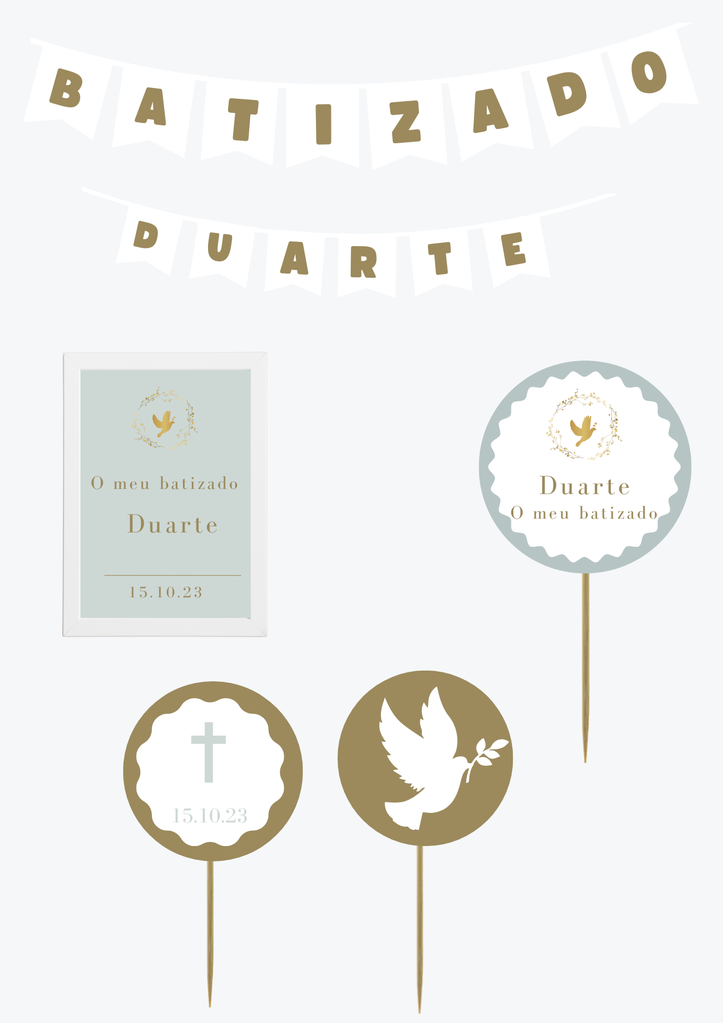 Tema Pomba Dourada | Kit L