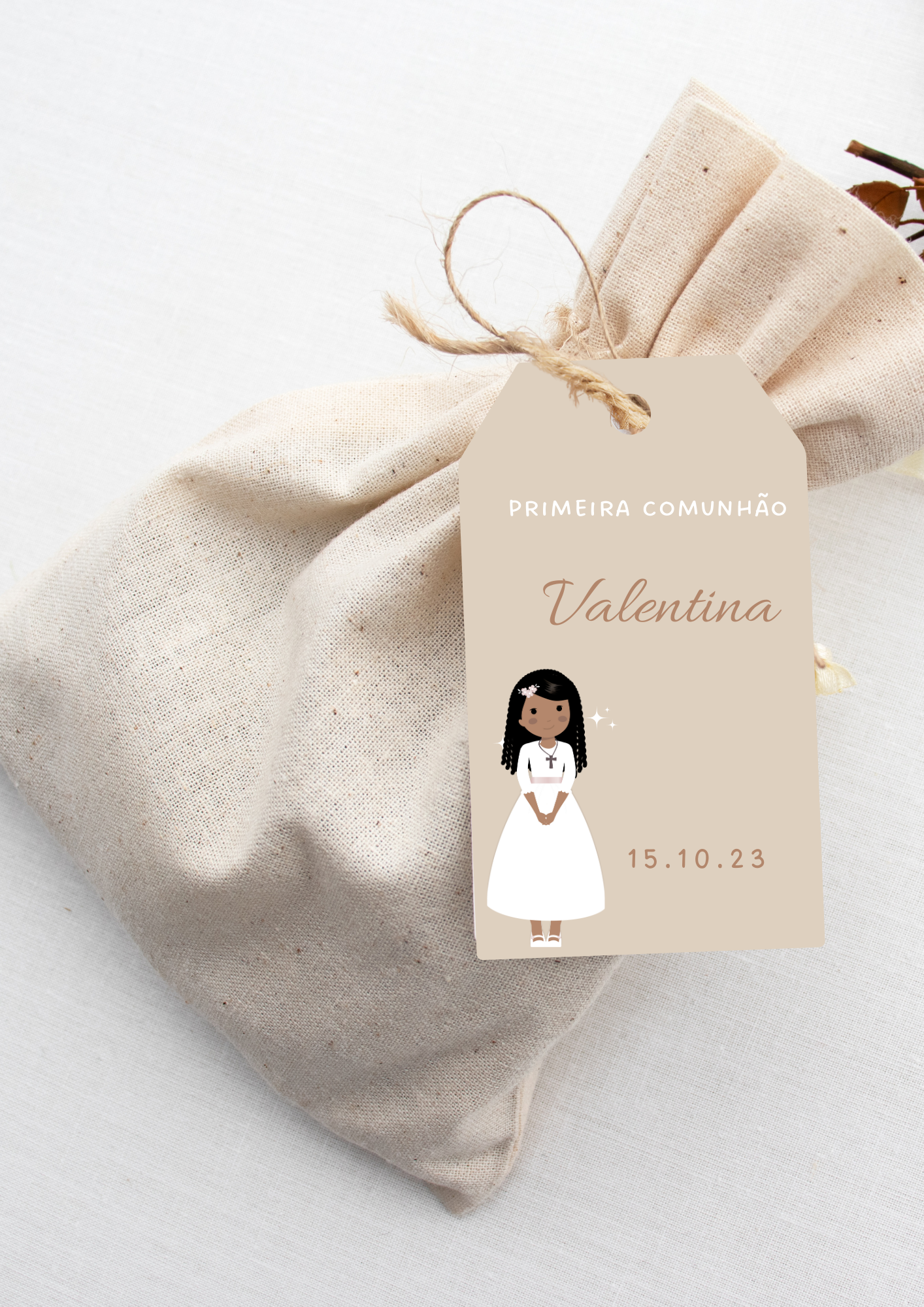 Cartão de Agradecimento - Tema Vestido Branco 3