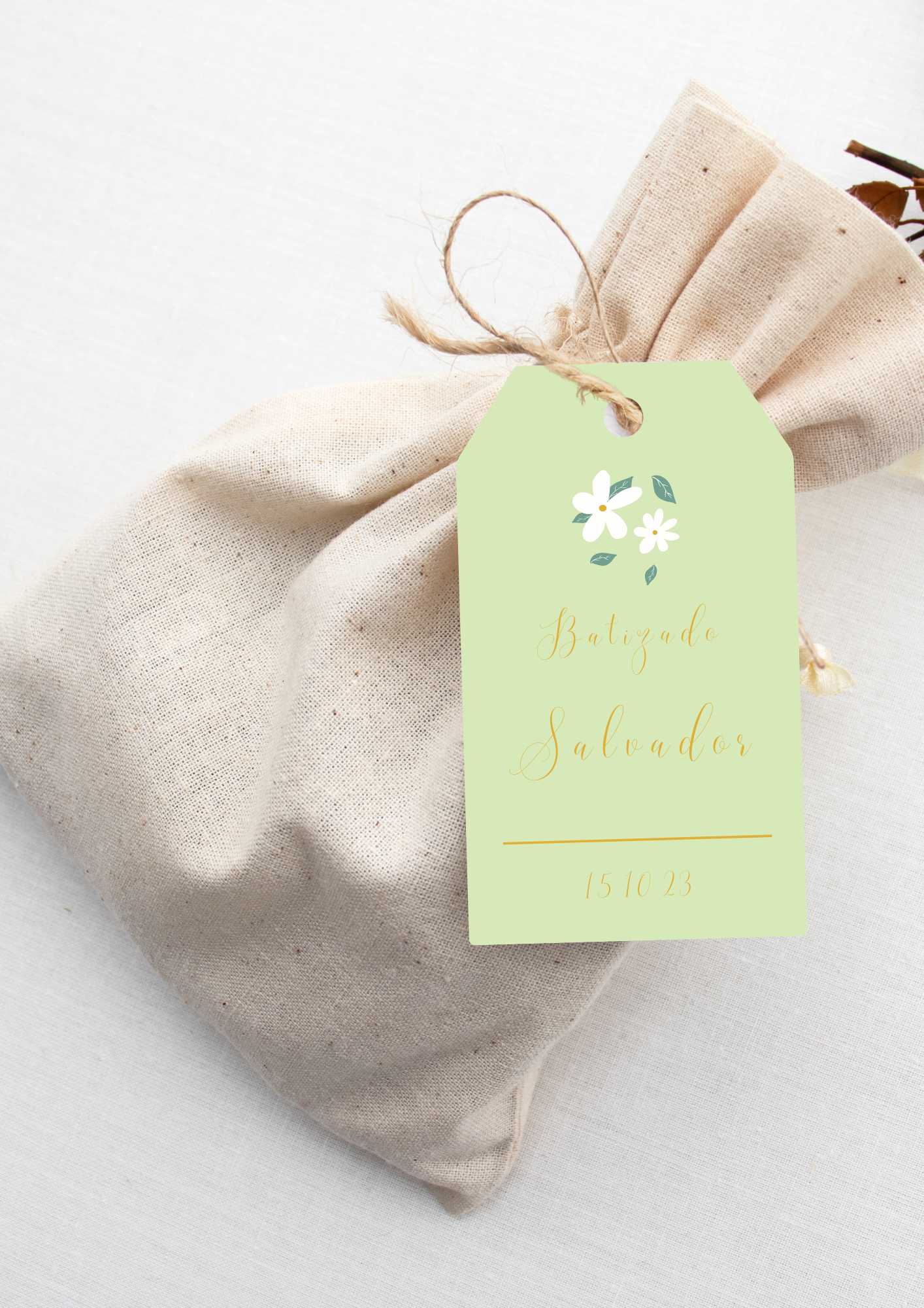Cartão de Agradecimento - Tema Jasmim Verde