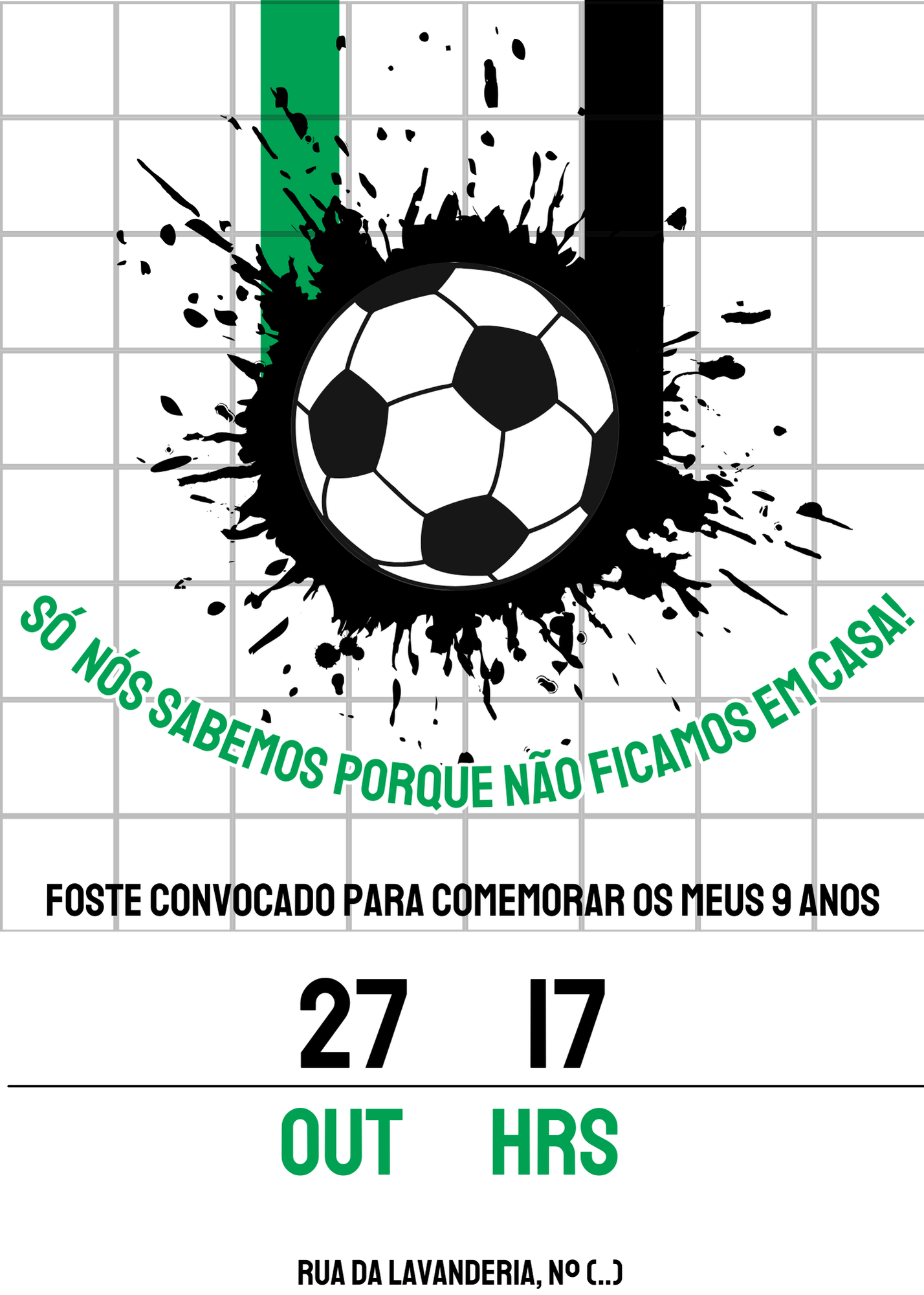 Convite - Tema Futebol Verde