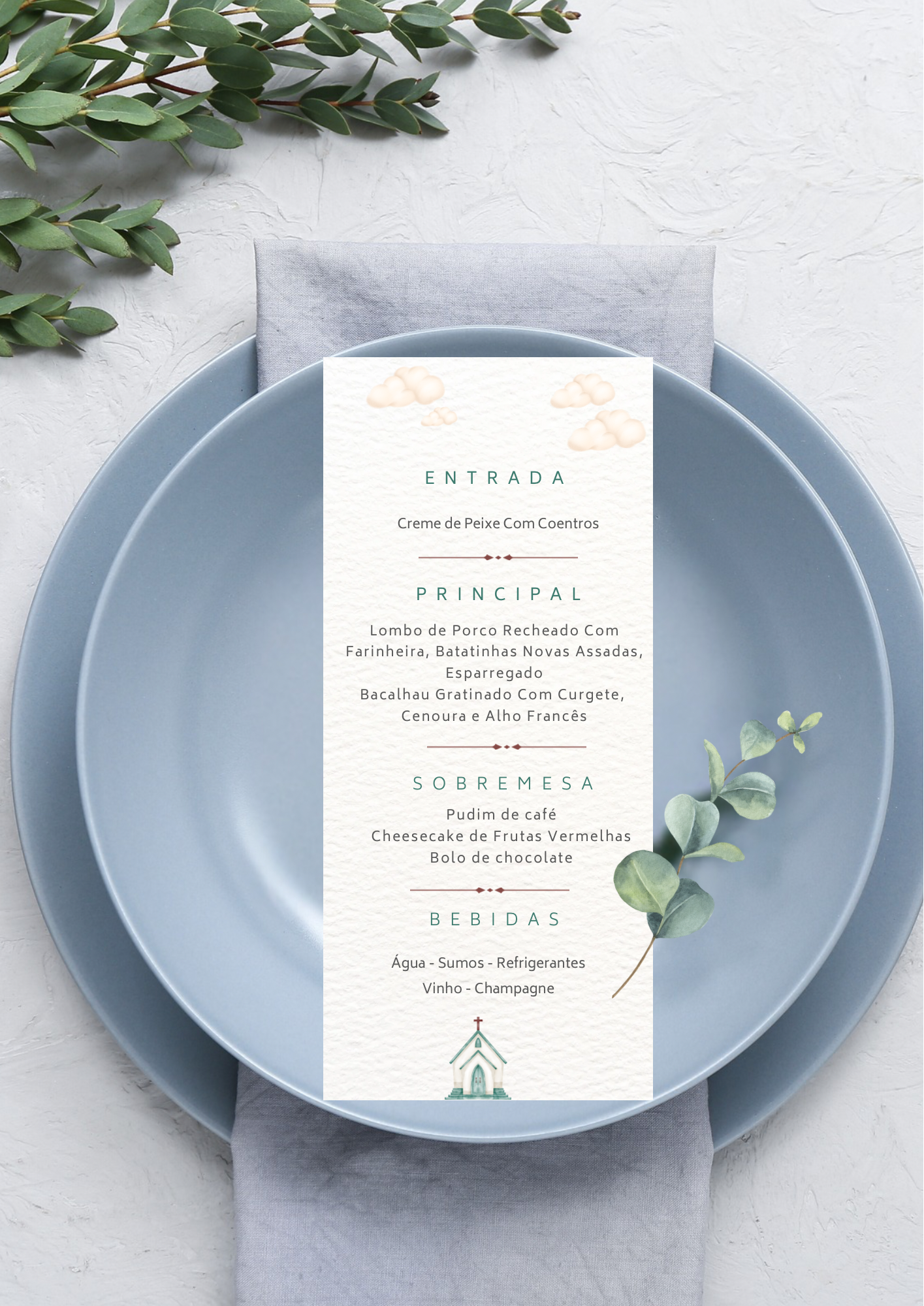 Menu - Tema Igreja Azul