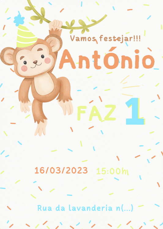 Convite - Tema Macaquinho