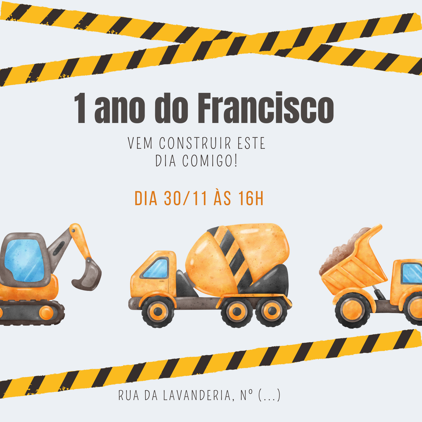 Convite - Tema Construção