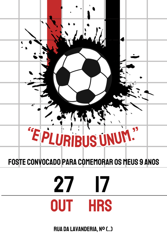 Convite - Tema Futebol Vermelho