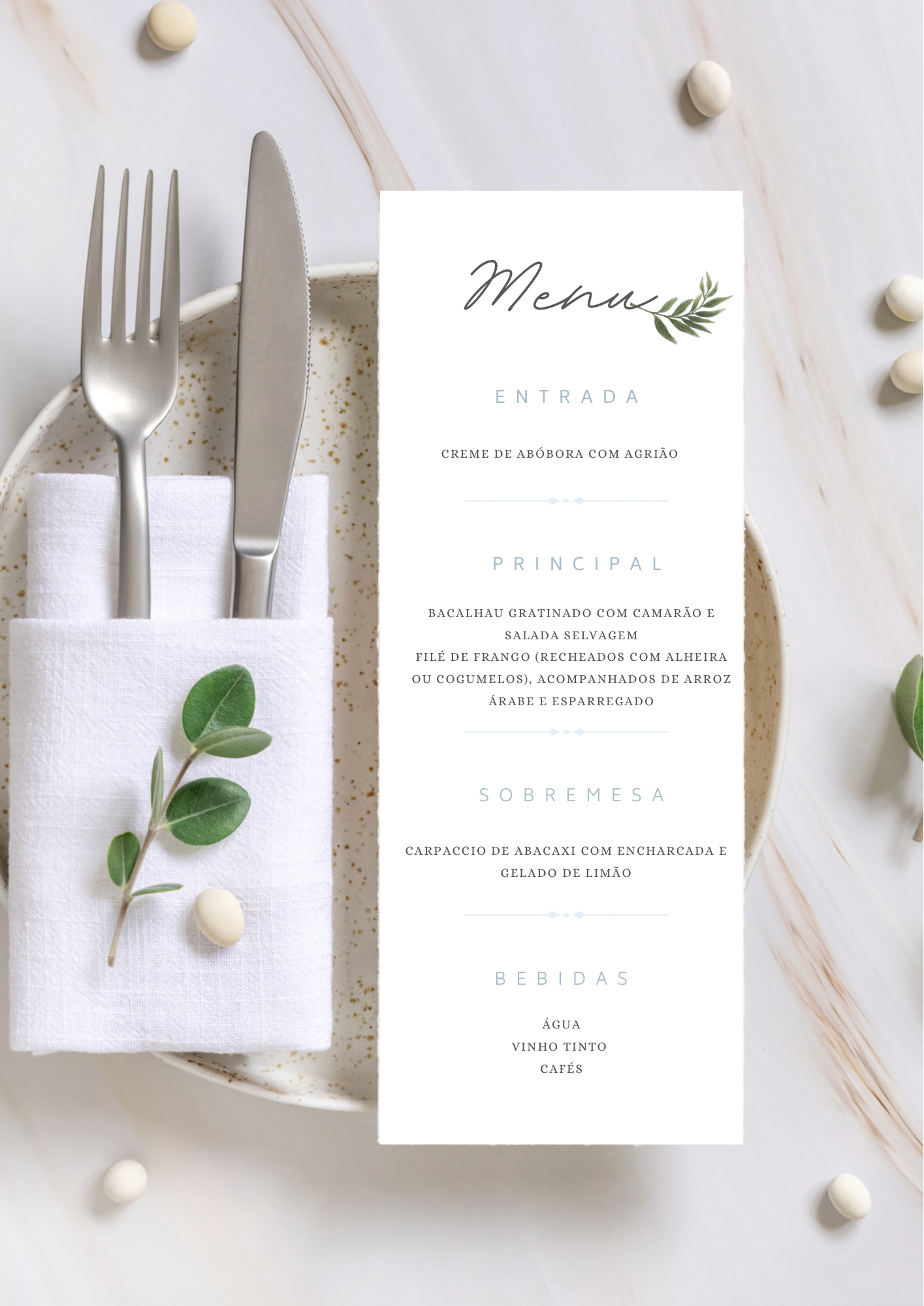 Menu - Tema Pomba Azul