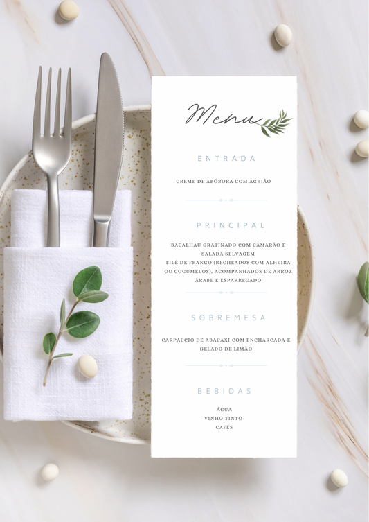 Menu - Tema Pomba Azul