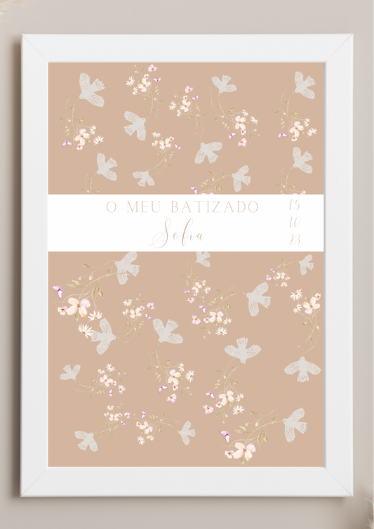 Poster de Mesa de Bolo - Tema Raminho Bege