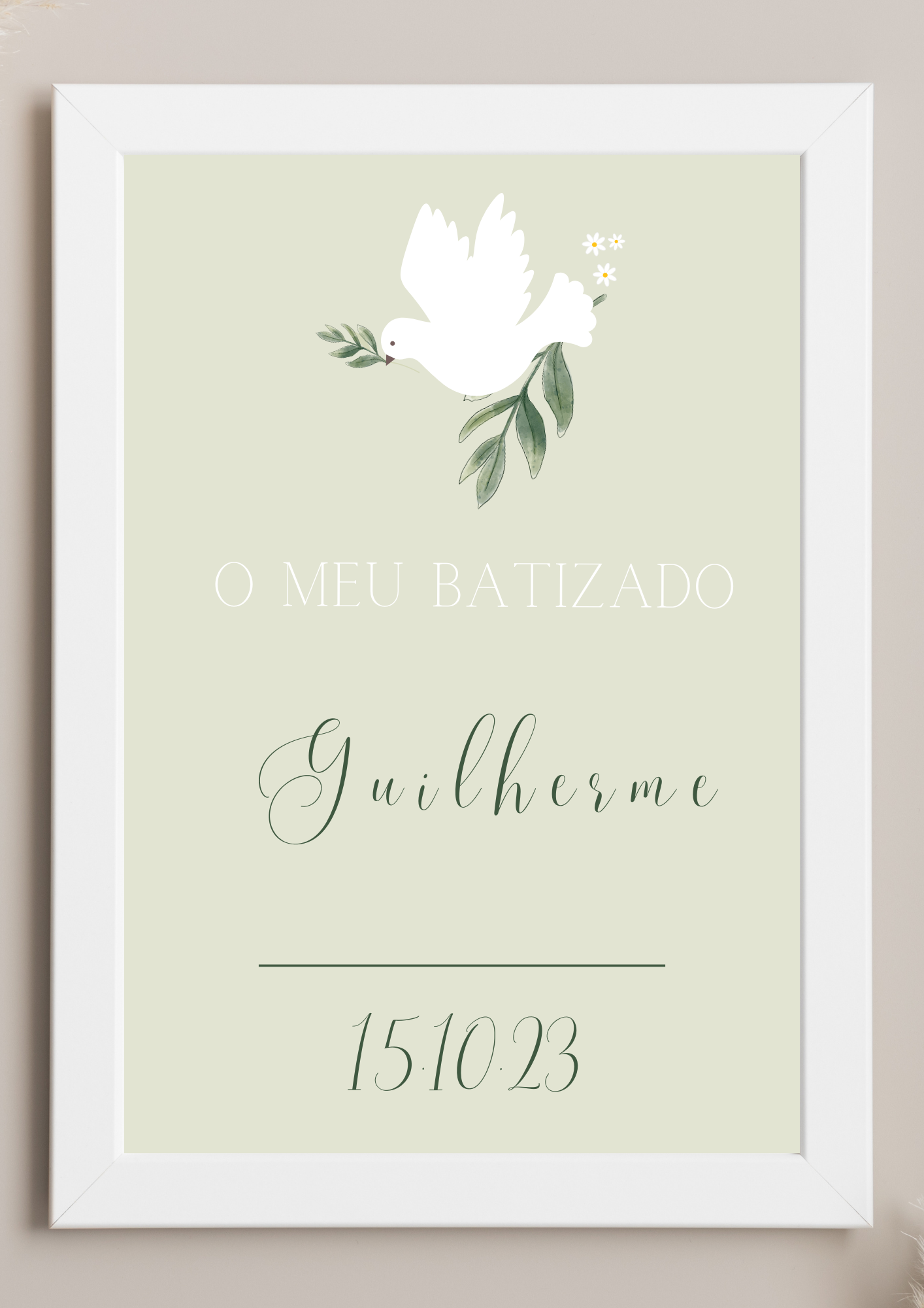Poster de Mesa de Bolo - Tema Pomba Verde