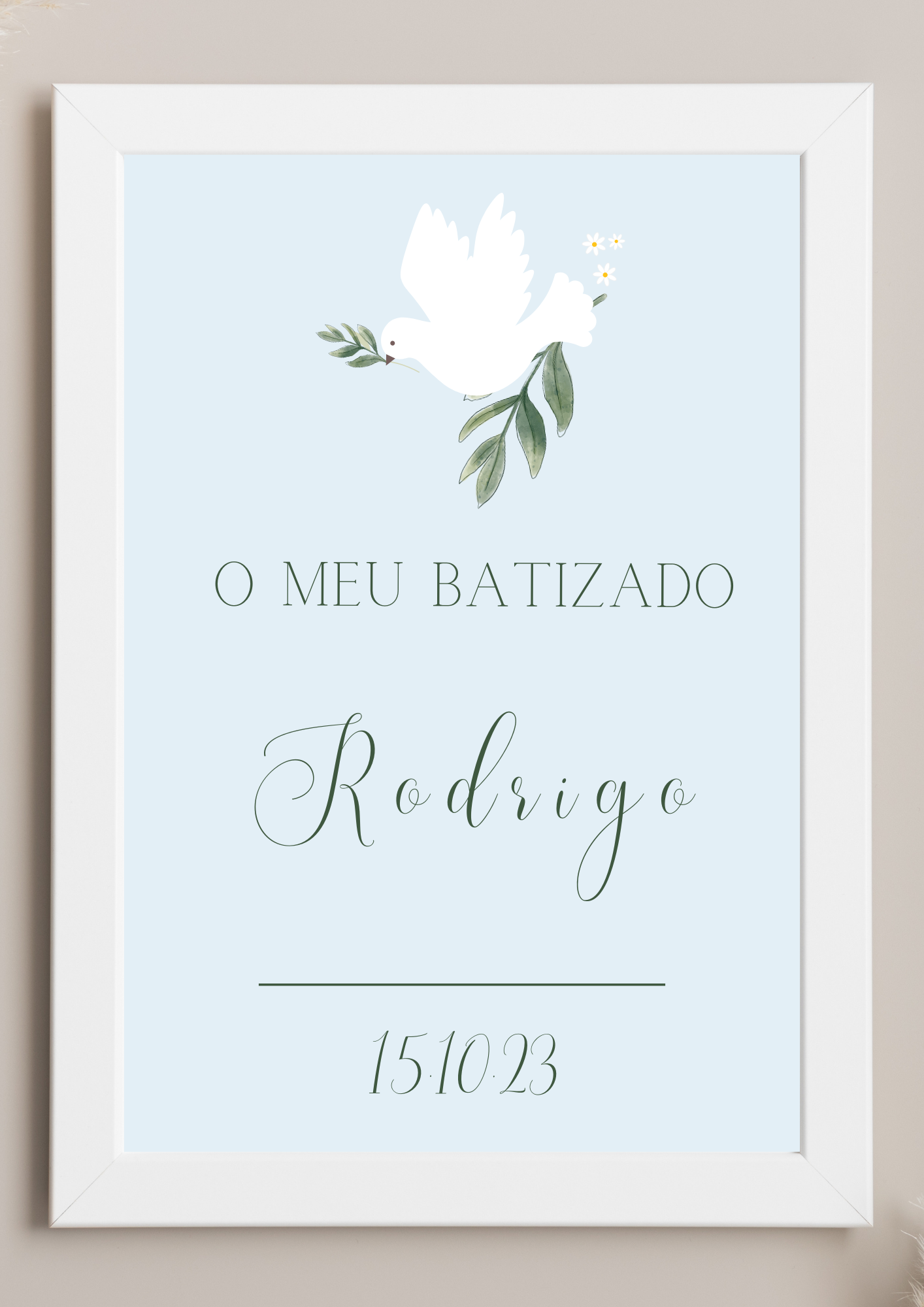 Poster de Mesa de Bolo - Tema Pomba Azul