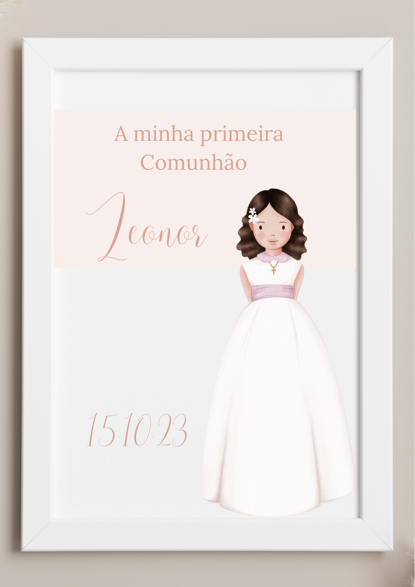 Poster de Mesa de Bolo - Tema Vestido Branco 1
