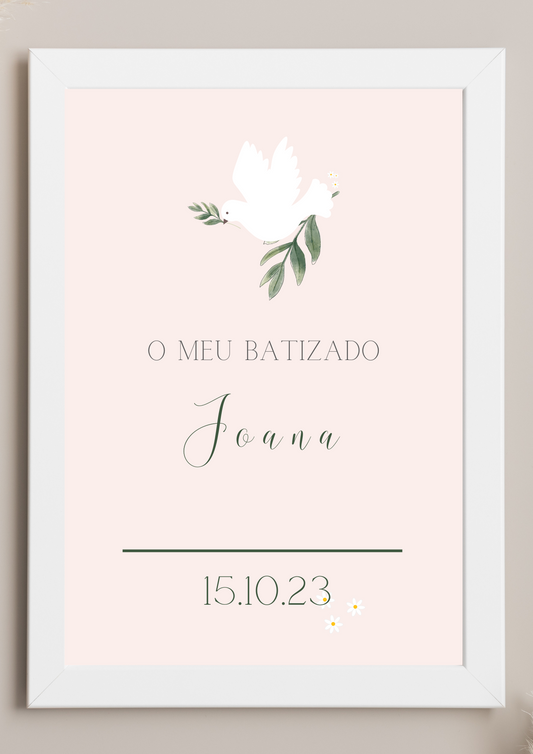 Poster de Mesa de Bolo - Tema Pomba Rosa