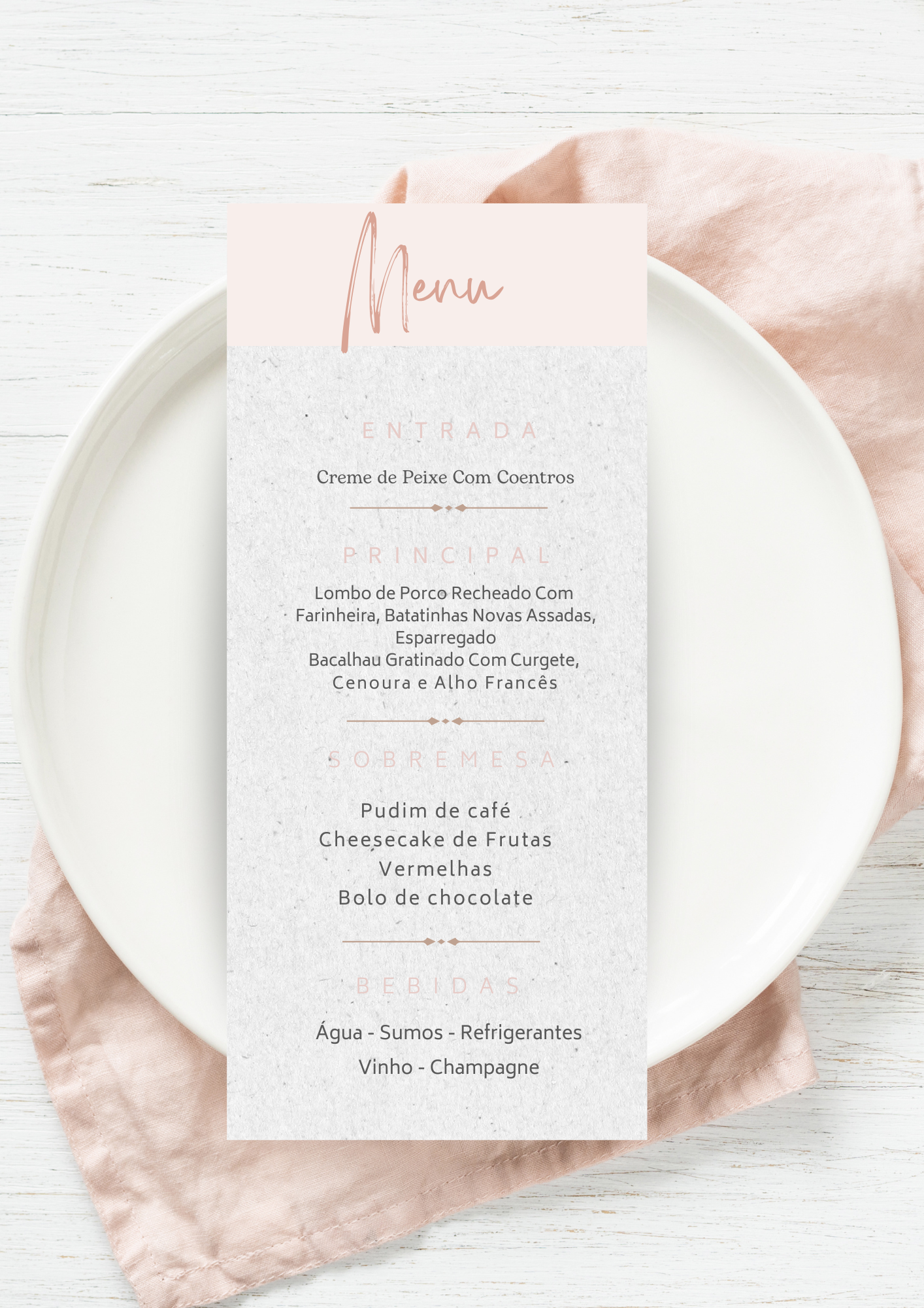 Menu - Tema Vestido Branco 1