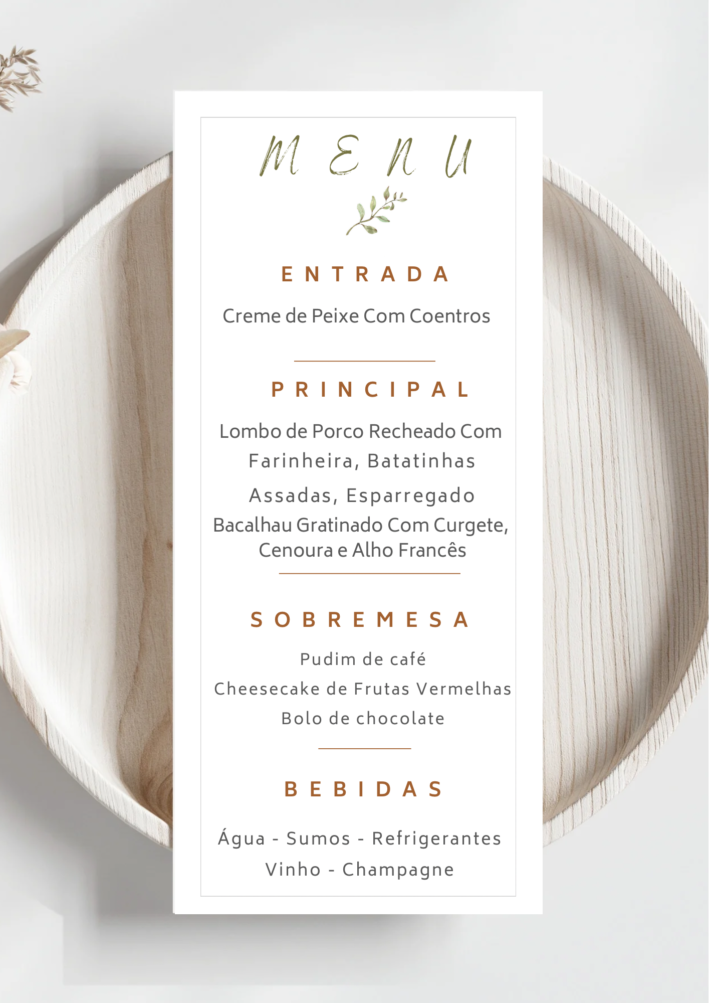 Menu - Tema Folhas