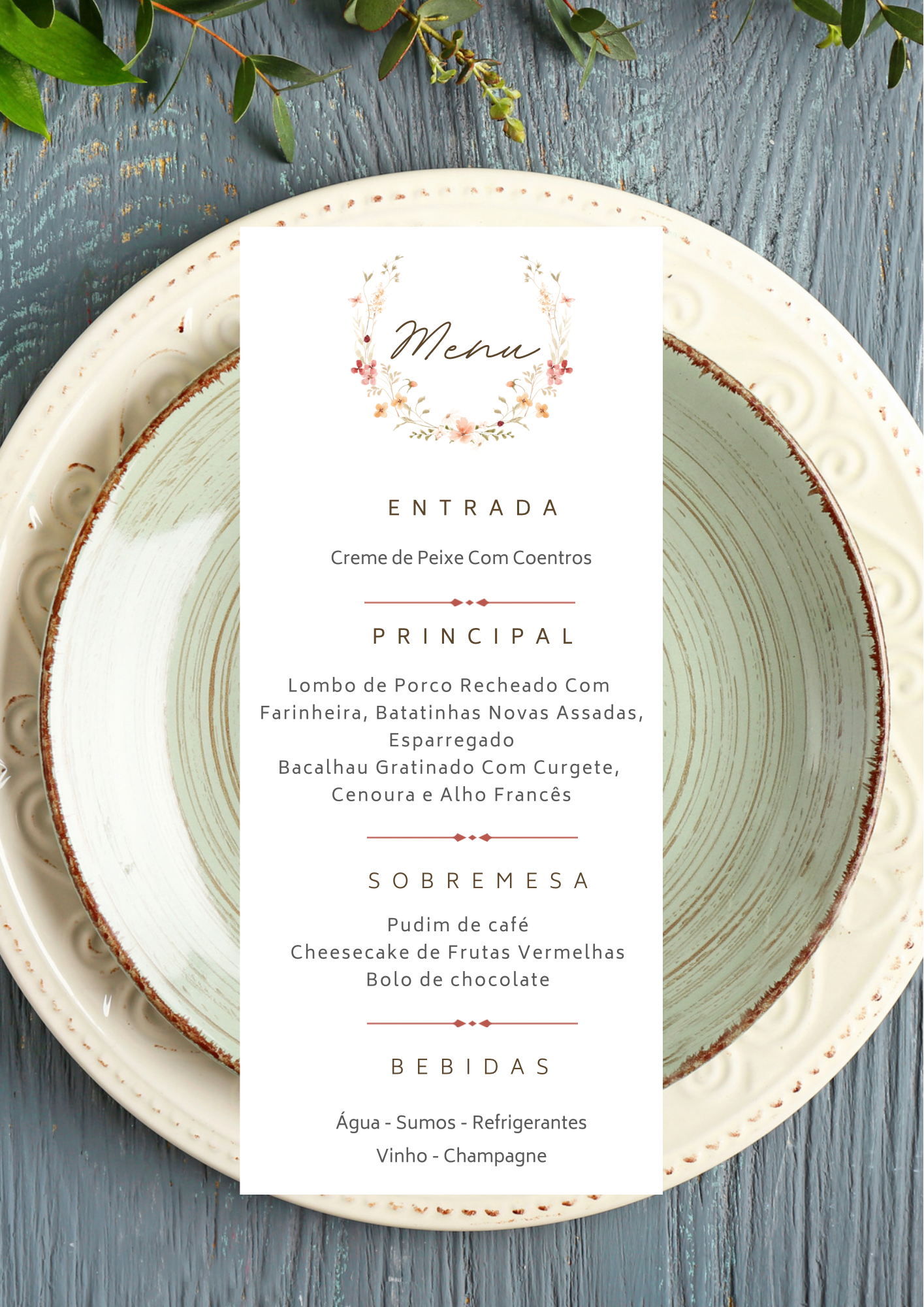 Menu - Tema Coroa Florida