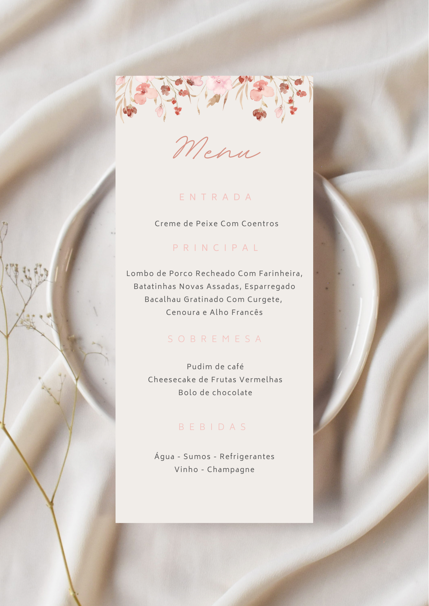 Menu - Tema Flores