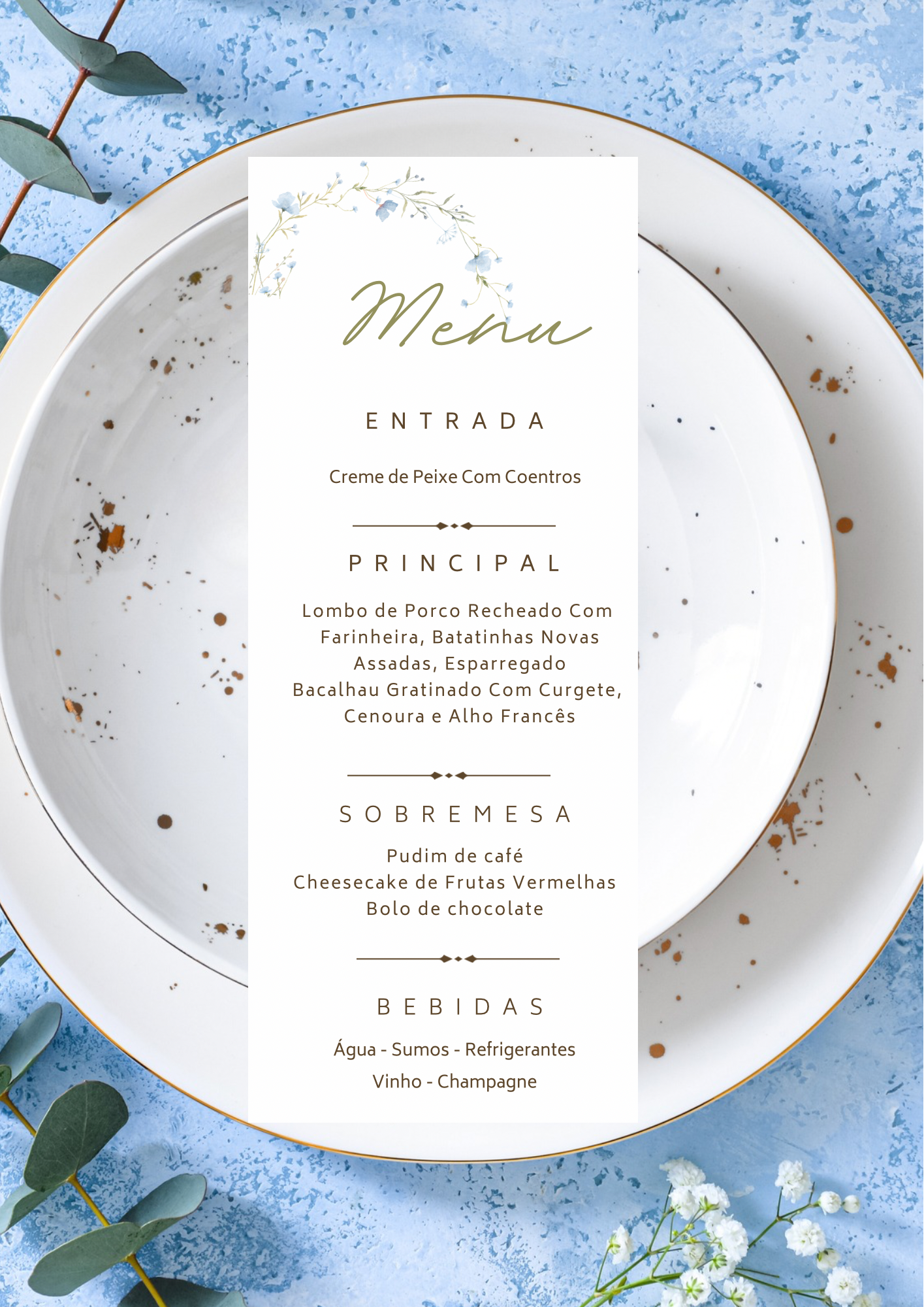 Menu - Tema Coroa de Violetas