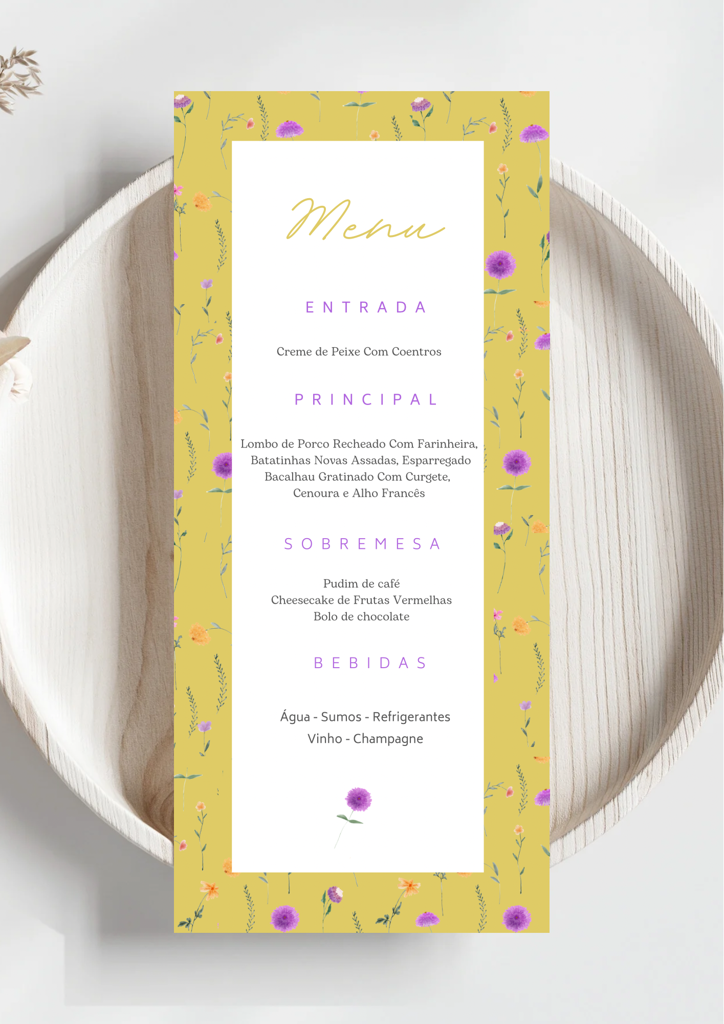 Menu - Tema Violetas