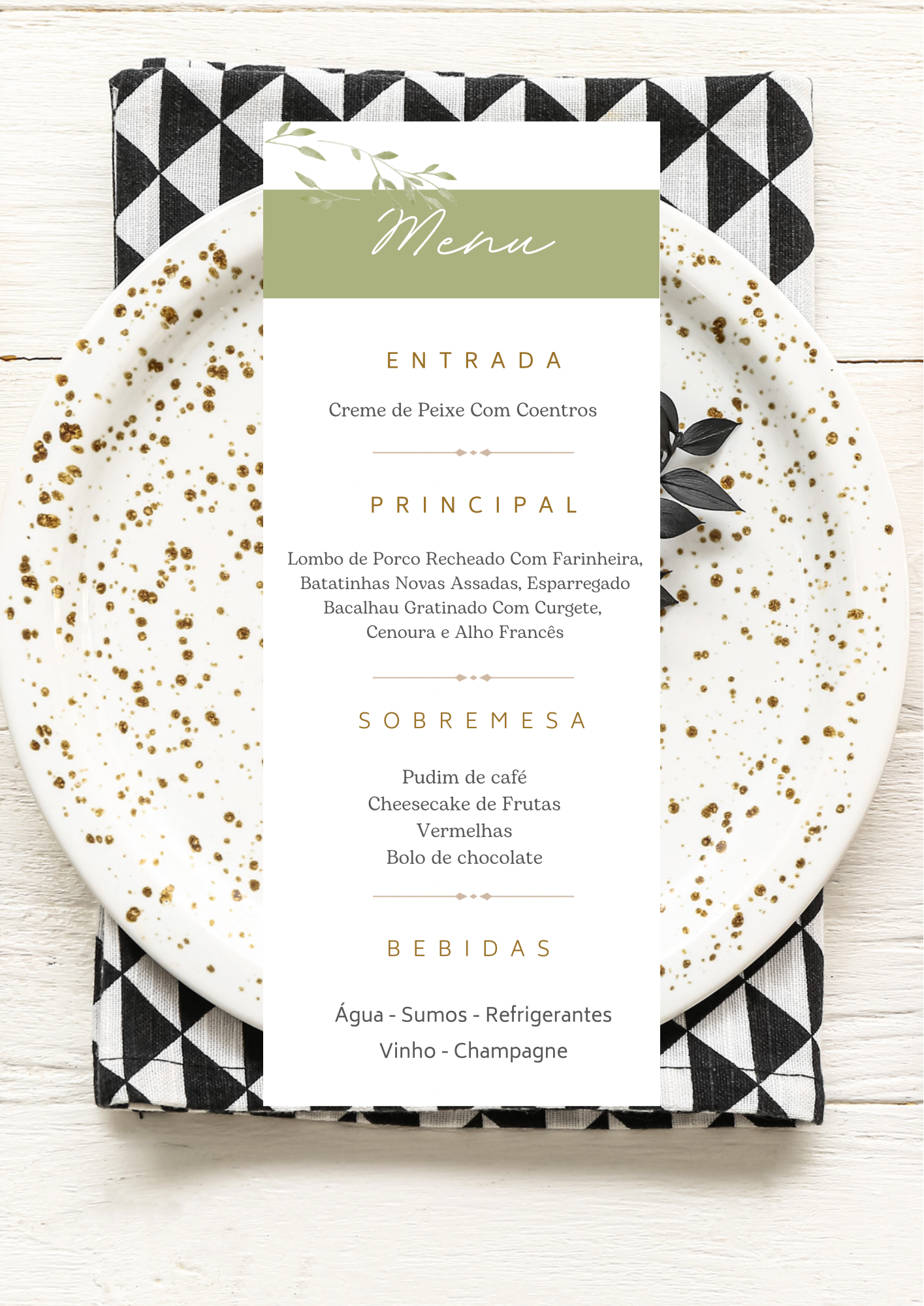 Menu - Tema Coelhinhos