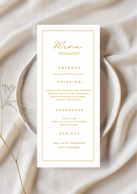 Menu - Tema Ouro Rosa