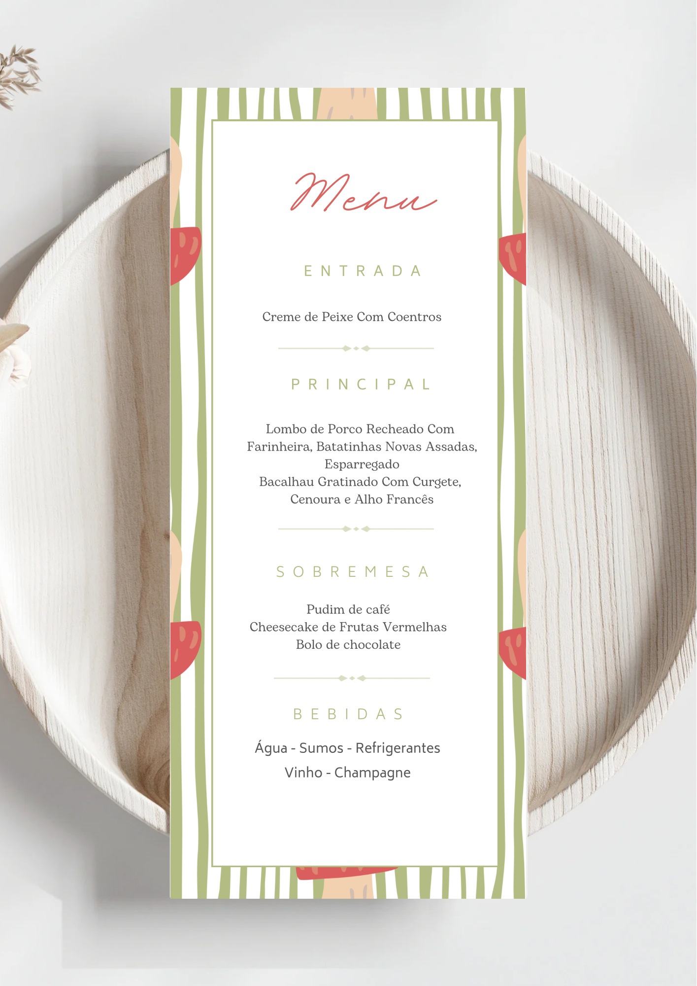 Menu - Tema Cogumelos