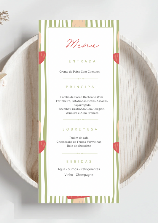 Menu - Tema Cogumelos