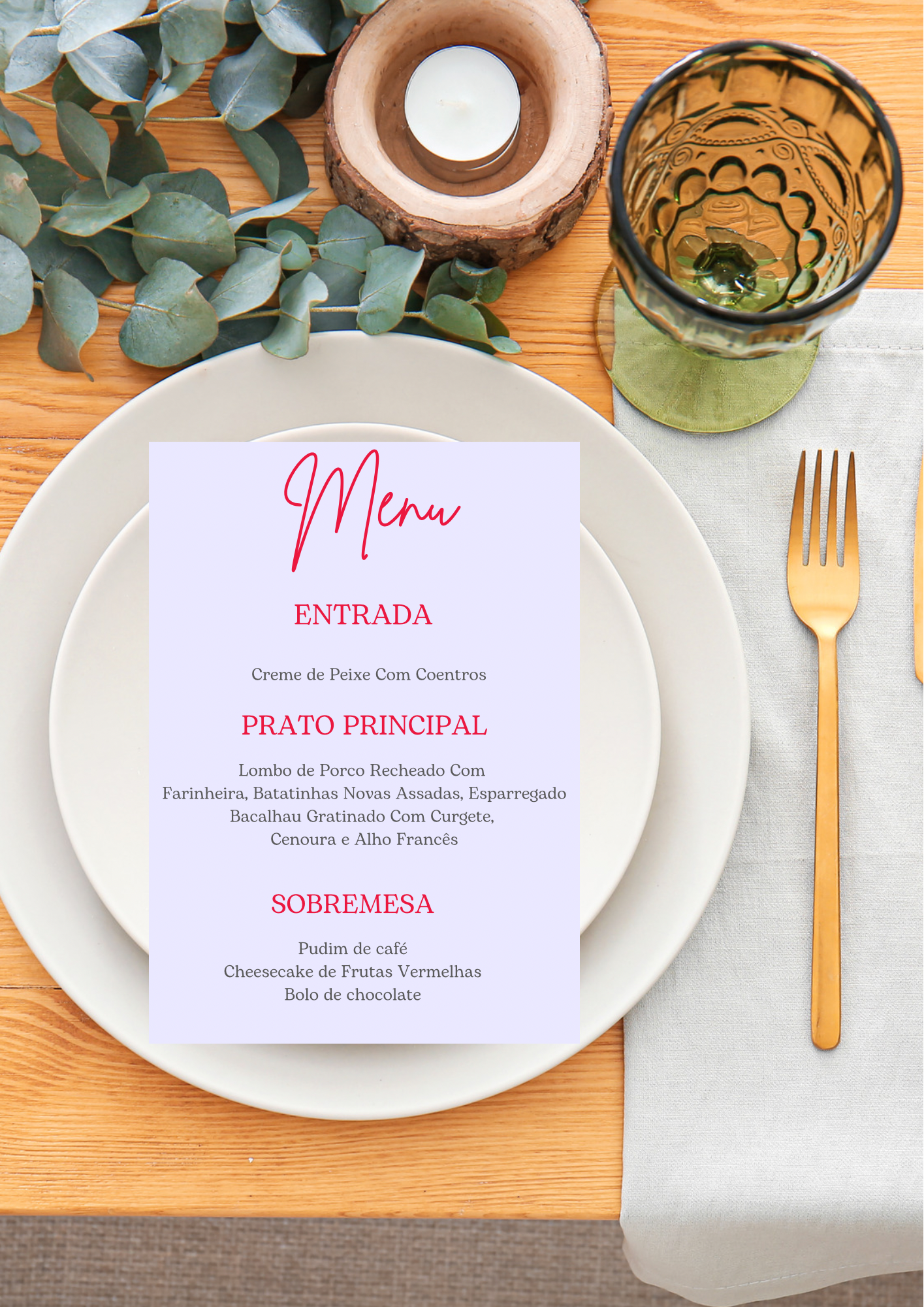 Menu - Tema Xadrez Ondulado